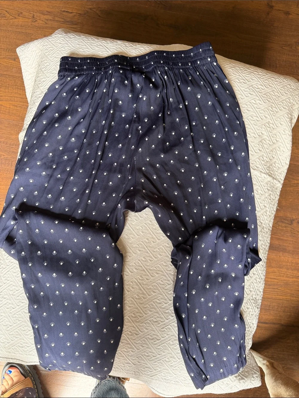 Something Navy Navy Pajama Set with White Dot Print Xs top xxs bottoms